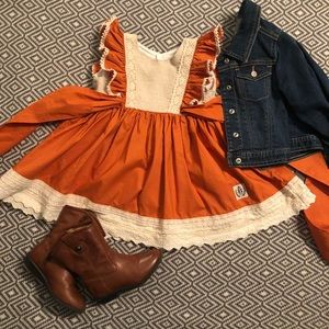 Bourgeois Bebe Autumn lace orange pumpkin dress